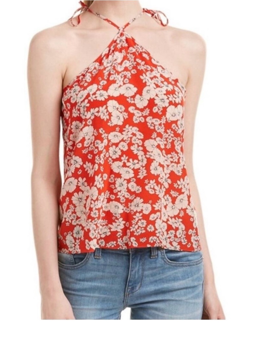Rebecca Taylor Red Floral Halter Camisole